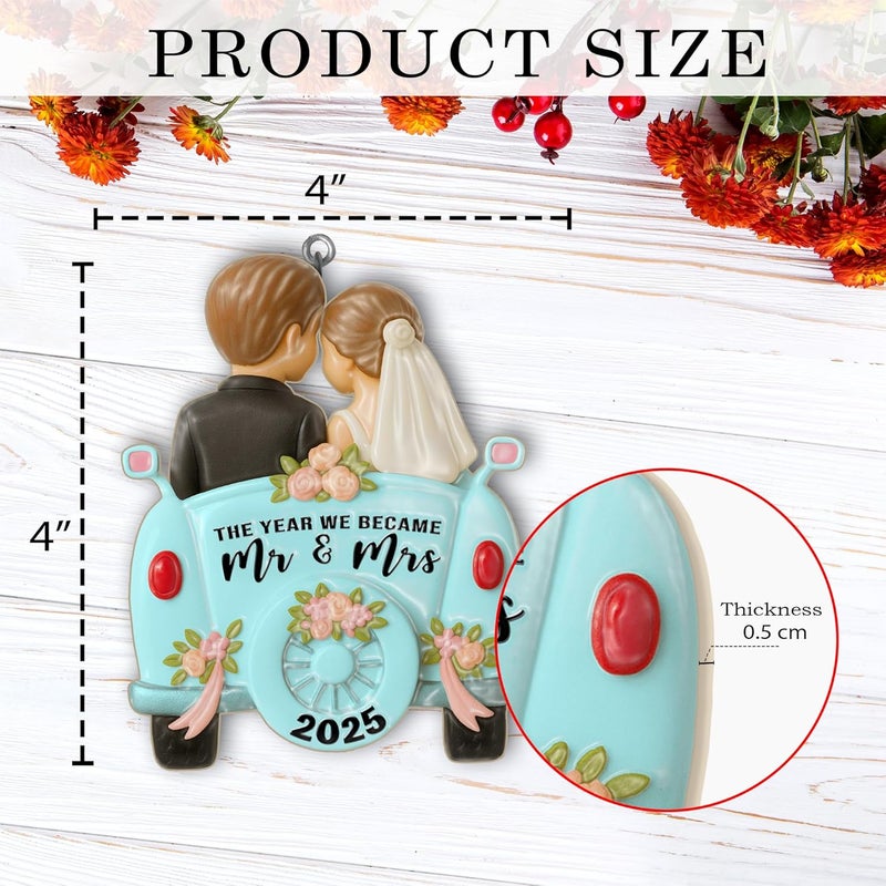 Fastpeace Wedding Ornament 2025 – The Year We Became Mr and Mrs 2025 – First Christmas Married Ornament – Bride and Groom Car Keepsake – Gift for Newlyweds, Couples, Husband and Wife (Blue) - Image 2